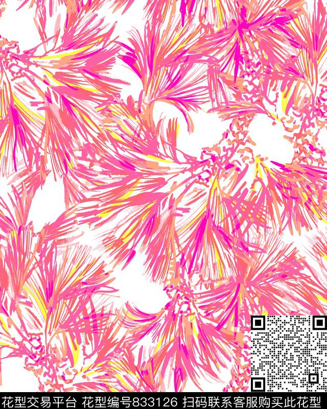 170320-2.jpg - 833126 - 笔触 花卉 笔刷 - 传统印花花型 － 泳装花型设计 － 瓦栏