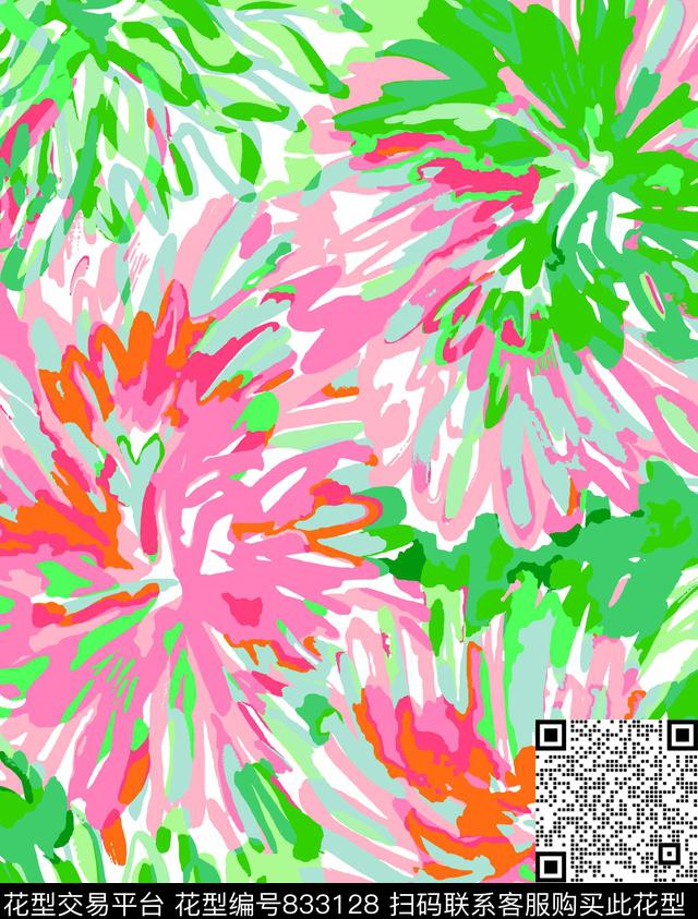 170320-3.jpg - 833128 - 笔触 花卉 笔刷 - 传统印花花型 － 泳装花型设计 － 瓦栏