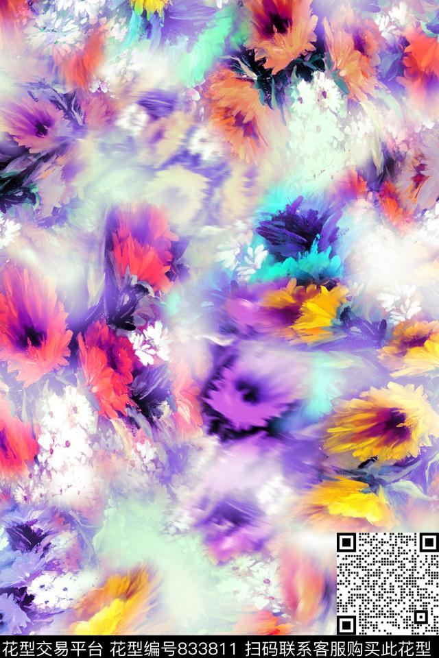 20170413-2.jpg - 833811 - 多色花朵 满版散花 手绘花卉 - 数码印花花型 － 女装花型设计 － 瓦栏