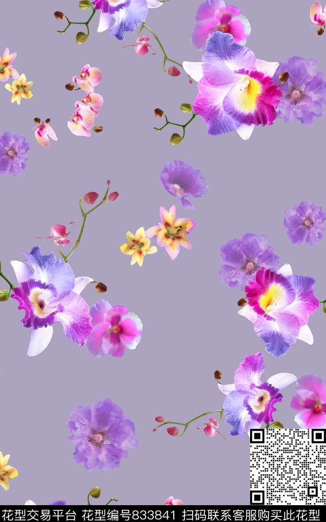 F170413.jpg - 833841 - 花卉 小碎花 大花 - 数码印花花型 － 女装花型设计 － 瓦栏