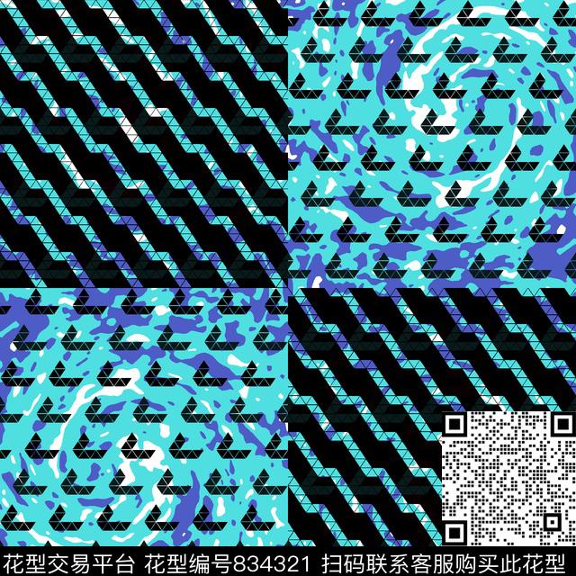 ZENG0034-3.jpg - 834321 - 千鸟格 三角形 波点 - 传统印花花型 － 女装花型设计 － 瓦栏