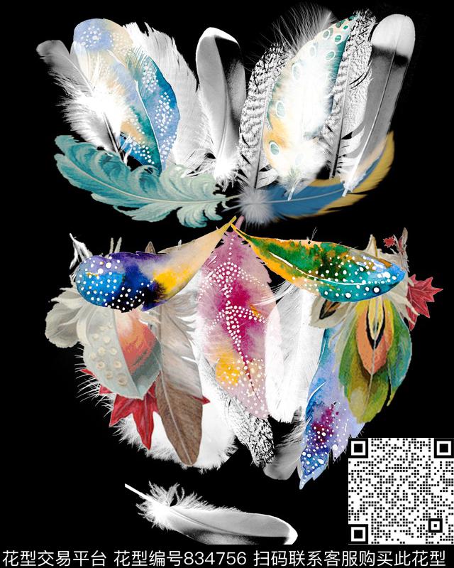 1.jpg - 834756 - 流行时尚 羽毛 抽象 - 数码印花花型 － 男装花型设计 － 瓦栏