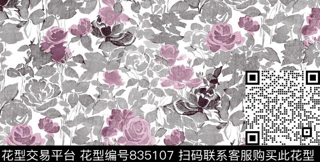 YJH170421a.jpg - 835107 - 玫瑰 花卉 女装 - 传统印花花型 － 女装花型设计 － 瓦栏