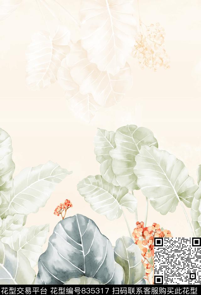 170411.jpg - 835317 - 叶子 水彩 花卉 - 数码印花花型 － 女装花型设计 － 瓦栏
