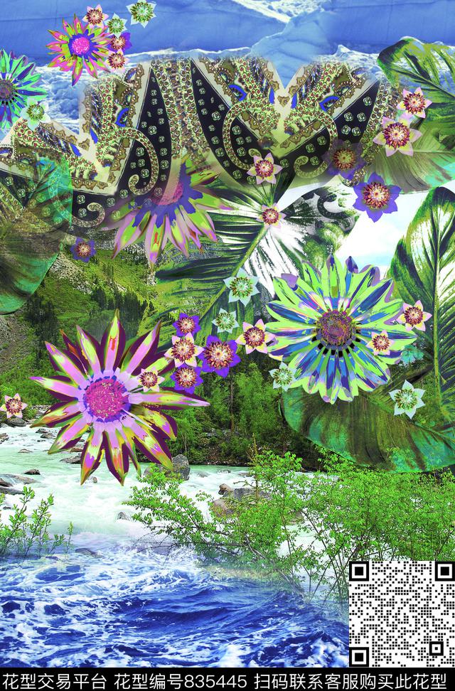 X1161.jpg - 835445 - 热带 棕榈叶 花朵 - 数码印花花型 － 女装花型设计 － 瓦栏