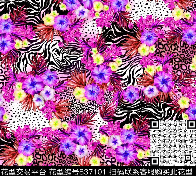 DG04-750_P3.tif - 837101 - 牵牛花 花朵 花卉 - 数码印花花型 － 女装花型设计 － 瓦栏