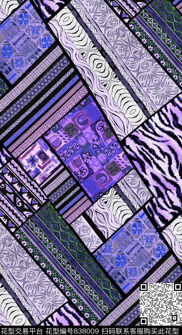 DG14-656_P2.tif - 838009 - 地毯 動物紋 图腾 - 数码印花花型 － 女装花型设计 － 瓦栏