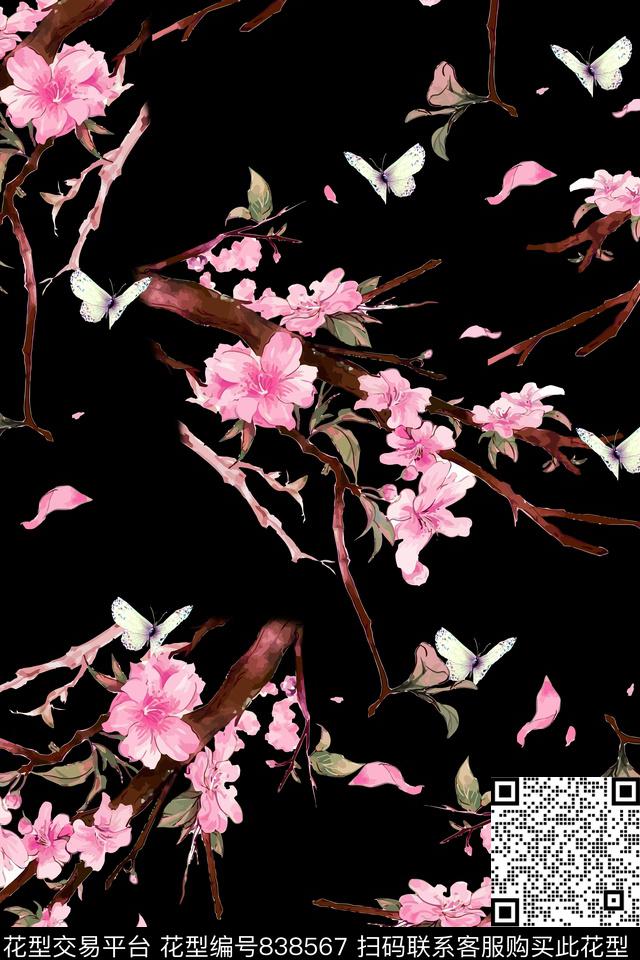 170425-01-01.jpg - 838567 - 桃花 花朵 花卉 - 数码印花花型 － 女装花型设计 － 瓦栏
