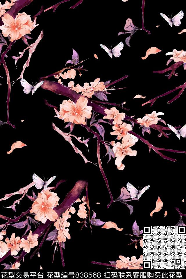 170425-01-02.jpg - 838568 - 桃花 花朵 花卉 - 数码印花花型 － 女装花型设计 － 瓦栏