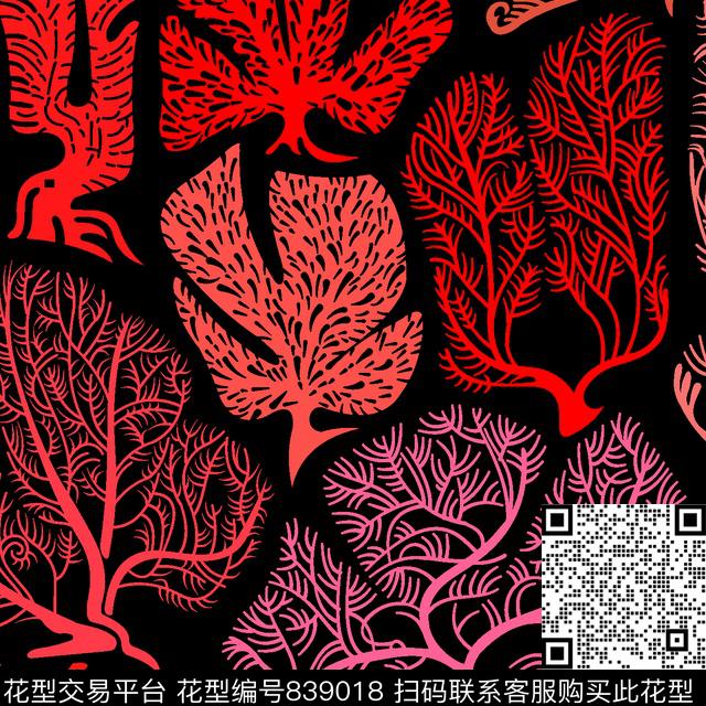 4.tif - 839018 - 树枝 彩色树 抽象 - 传统印花花型 － 男装花型设计 － 瓦栏