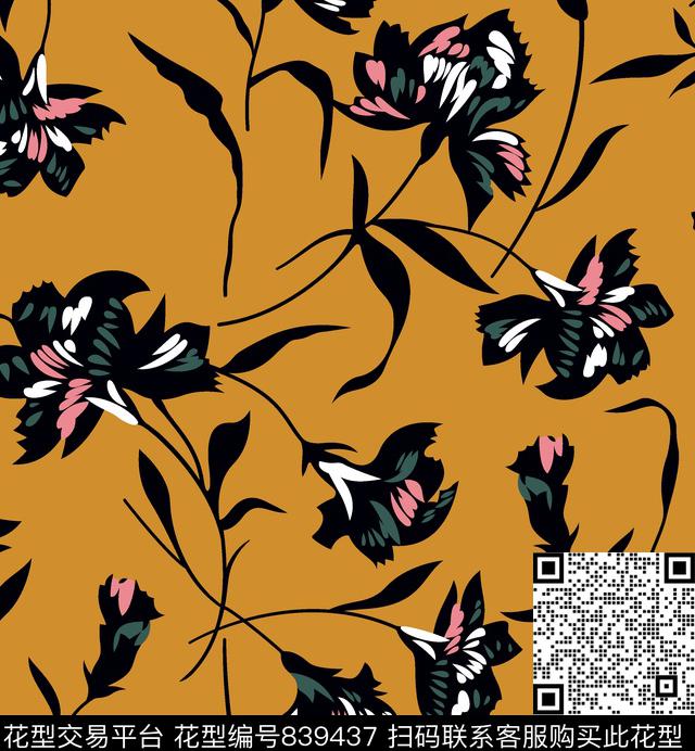 ok1.tif - 839437 - 花卉 传统几何花卉 满版乱花 - 传统印花花型 － 女装花型设计 － 瓦栏