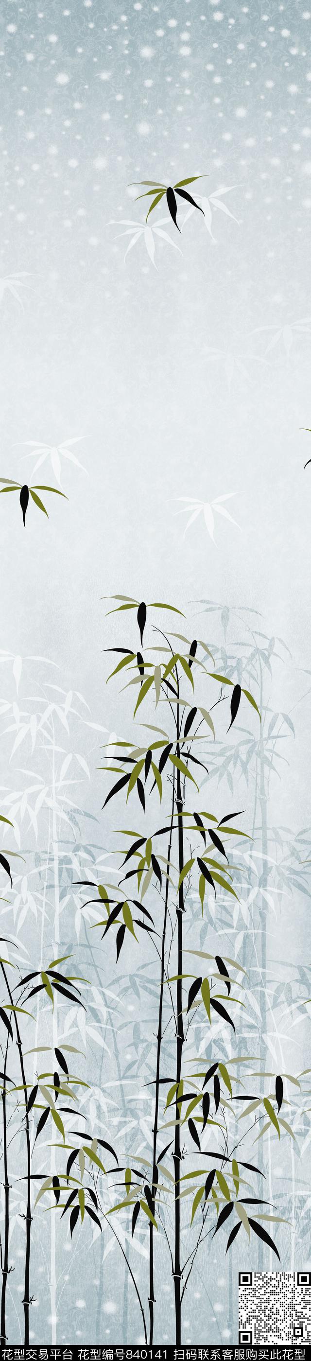 ch170310e.jpg - 840141 - 彩条 窗帘 竹子 - 传统印花花型 － 窗帘花型设计 － 瓦栏