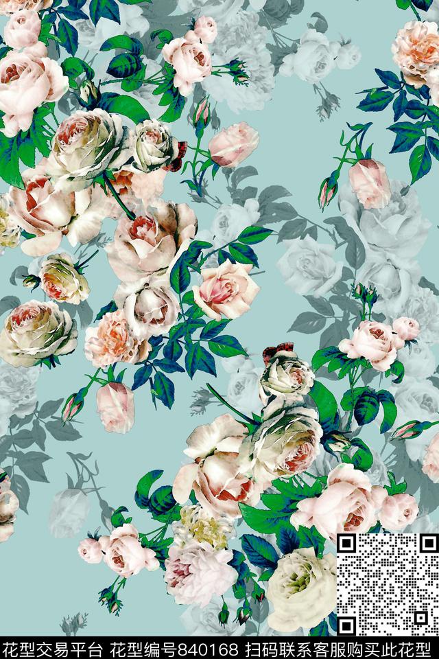 17-042721.jpg - 840168 - 小花枝 花卉 玫瑰 - 数码印花花型 － 女装花型设计 － 瓦栏