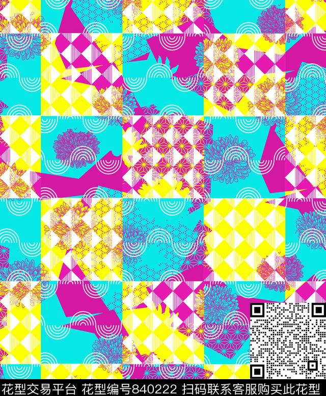 DG34-1249_P2.jpg - 840222 - 趣味 格子 夏季 - 数码印花花型 － 泳装花型设计 － 瓦栏