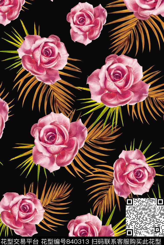 3.jpg - 840313 - 花卉 竹叶 活力 - 数码印花花型 － 女装花型设计 － 瓦栏