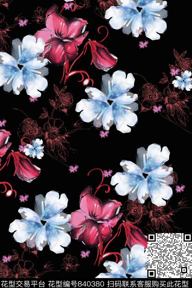 未标题-2.psdzuizhong.jpg - 840380 - 花卉 绚丽 复古 - 数码印花花型 － 女装花型设计 － 瓦栏