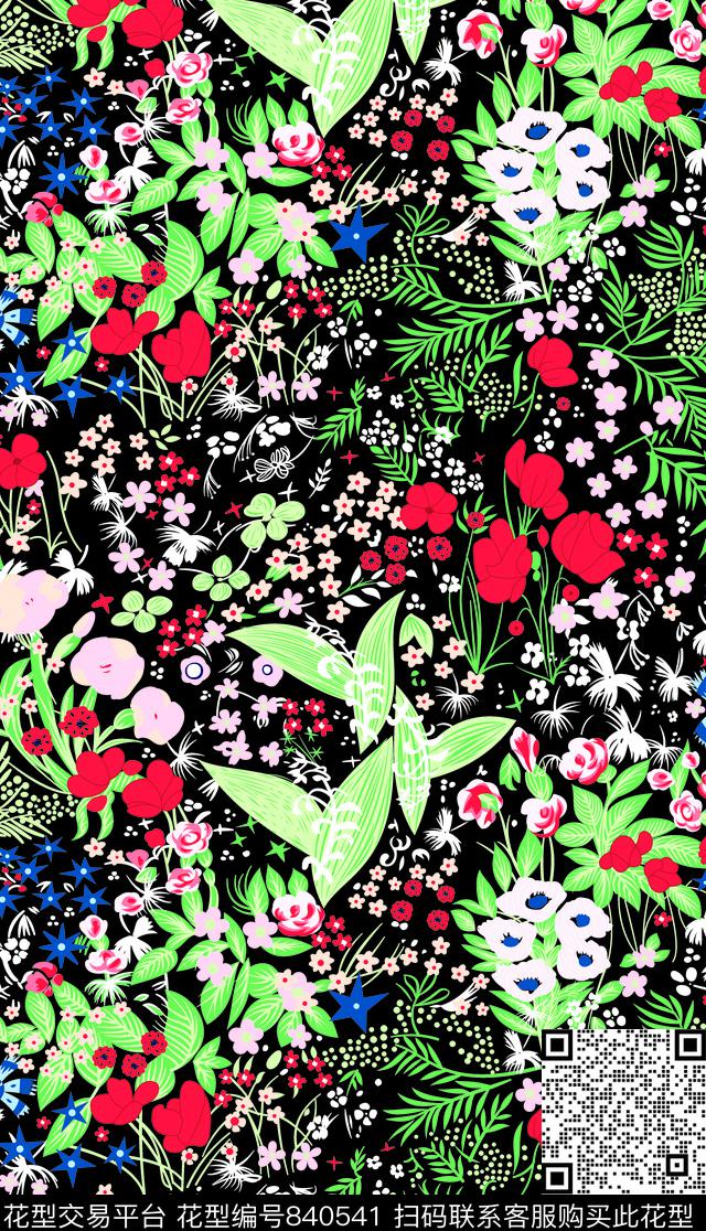 英伦同款手绘小碎花.tif - 840541 - 曼陀罗 玉兰花 小碎花 - 传统印花花型 － 女装花型设计 － 瓦栏