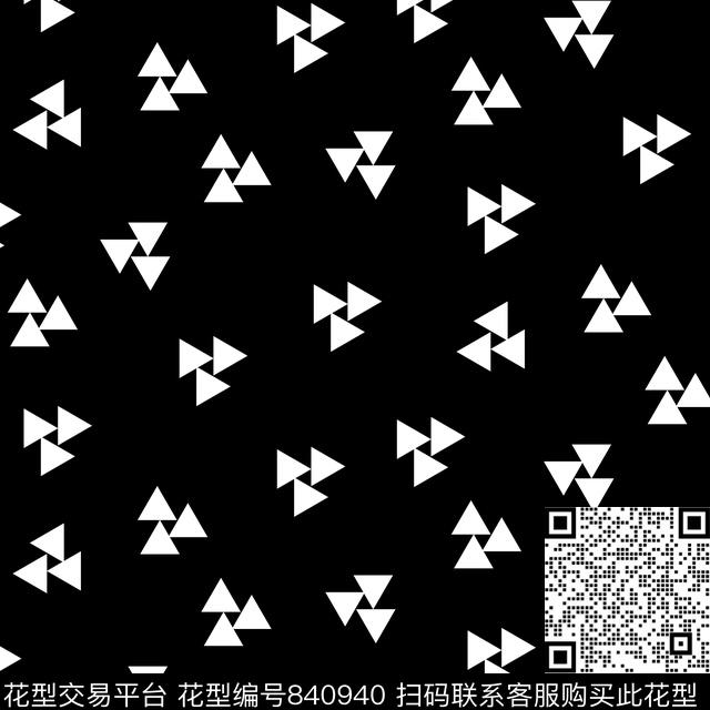 20170429 triangle3-02.jpg - 840940 - 黑白 三角形 几何 - 传统印花花型 － 女装花型设计 － 瓦栏