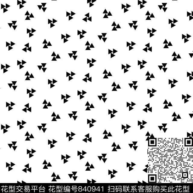 20170429 triangle3-03.jpg - 840941 - 黑白 三角形 几何 - 传统印花花型 － 女装花型设计 － 瓦栏