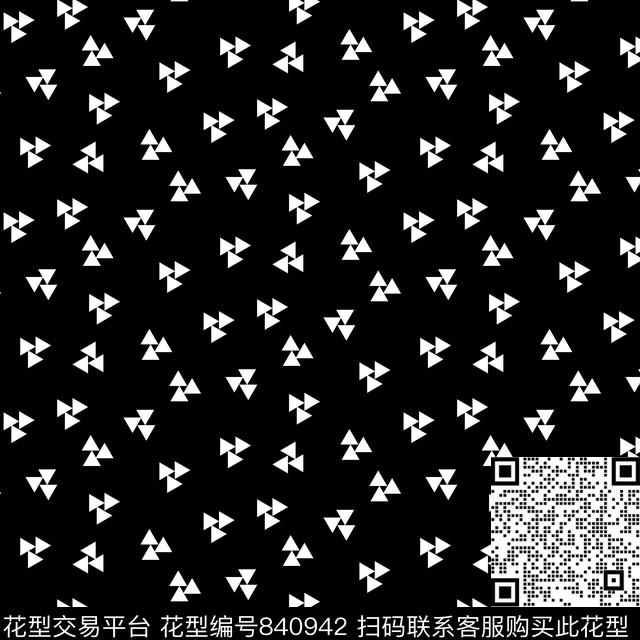 20170429 triangle3-04.jpg - 840942 - 黑白 三角形 几何 - 传统印花花型 － 女装花型设计 － 瓦栏
