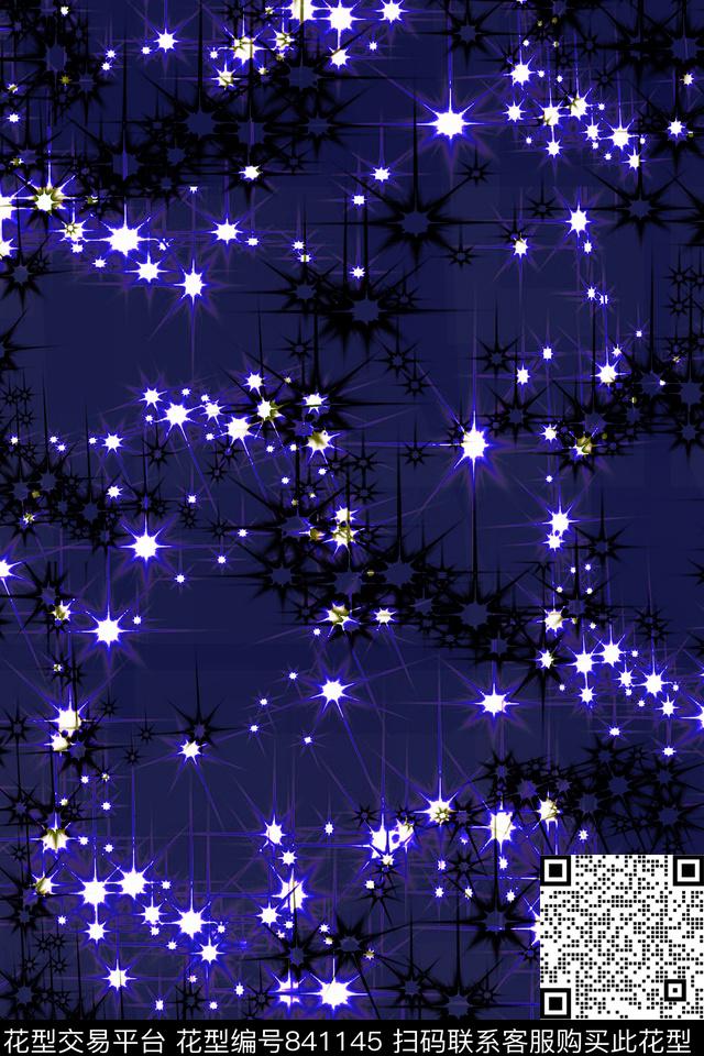 星星——蓝紫.jpg - 841145 - 星空、纹理、趣味 星星 点点 - 传统印花花型 － 其他花型设计 － 瓦栏