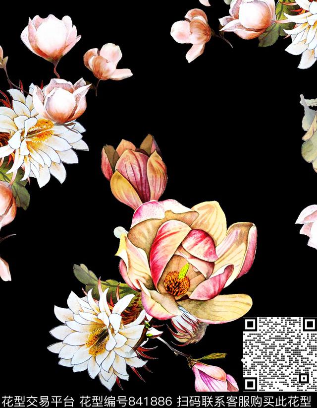089-1 副本.jpg - 841886 - 荷花 牡丹 花卉 - 数码印花花型 － 女装花型设计 － 瓦栏