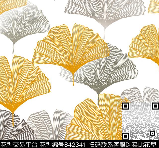 瓦栏86.jpg - 842341 - 枫叶 线描 水彩 - 传统印花花型 － 女装花型设计 － 瓦栏