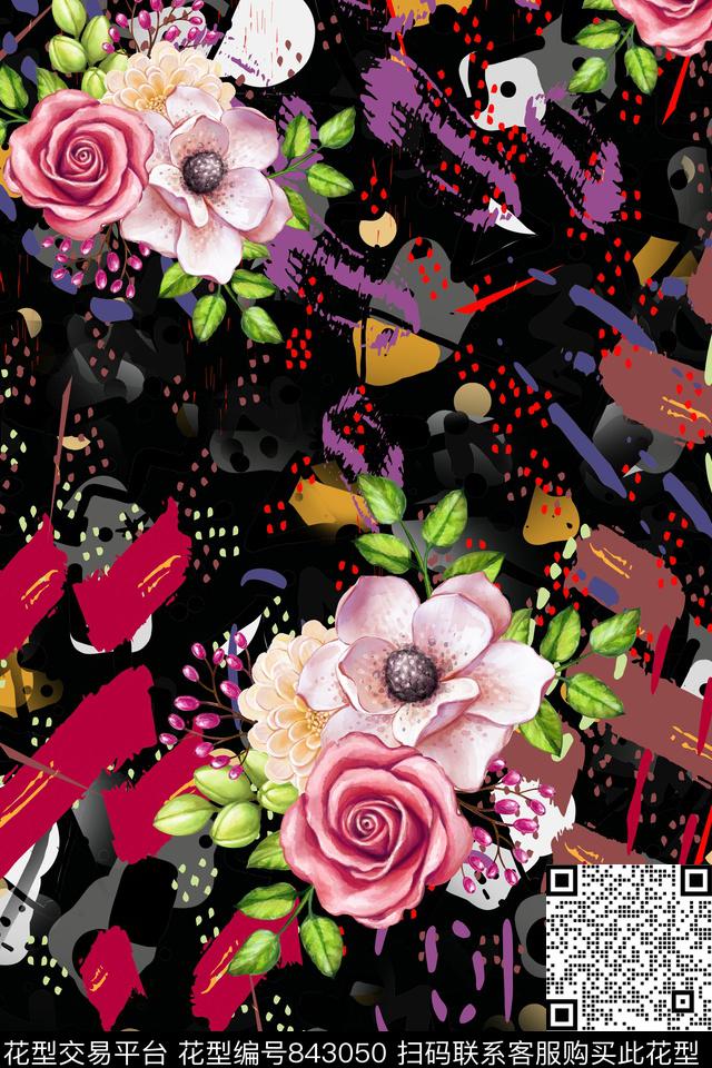 th0445分层.jpg - 843050 - 条纹 玫瑰 花卉 - 数码印花花型 － 女装花型设计 － 瓦栏