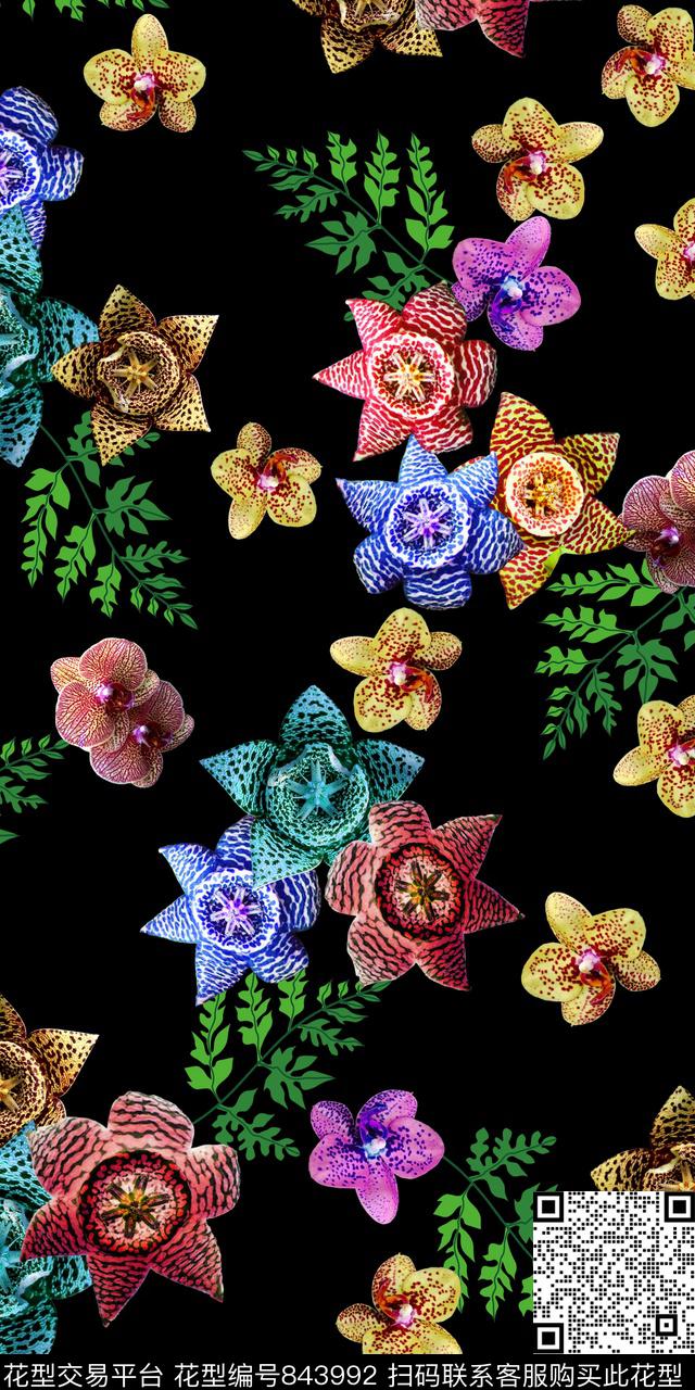 Y170504-1.jpg - 843992 - 抽象 花卉 时尚 - 数码印花花型 － 女装花型设计 － 瓦栏