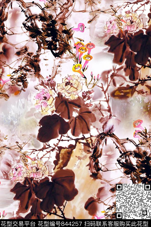 20170423-3.jpg - 844257 - 手绘花 乱花 中国风 - 数码印花花型 － 女装花型设计 － 瓦栏