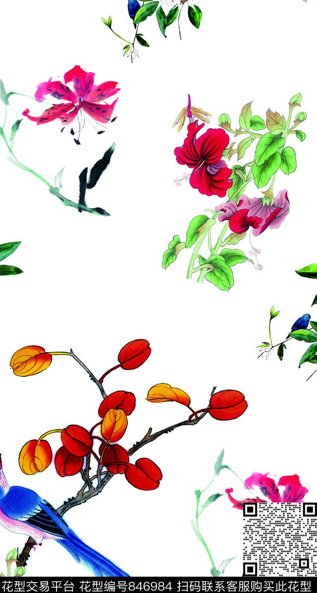 5.jpg - 846984 - 手绘 流行时尚 鸟 - 数码印花花型 － 女装花型设计 － 瓦栏