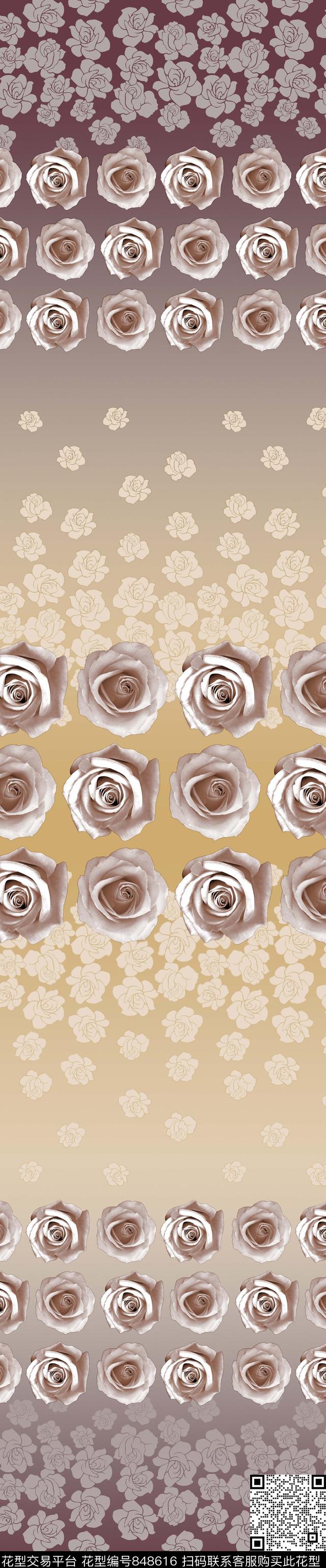 YJH170510e.jpg - 848616 - 玫瑰 花卉 窗帘 - 传统印花花型 － 窗帘花型设计 － 瓦栏
