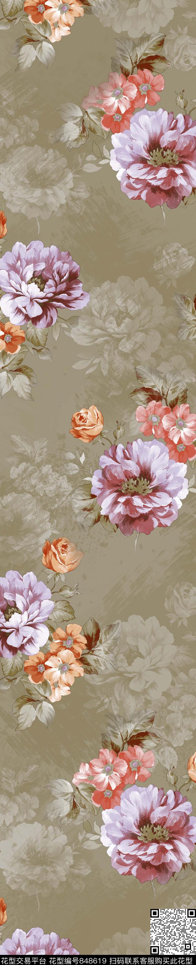 YJH170510h.jpg - 848619 - 牡丹 花卉 窗帘 - 传统印花花型 － 窗帘花型设计 － 瓦栏