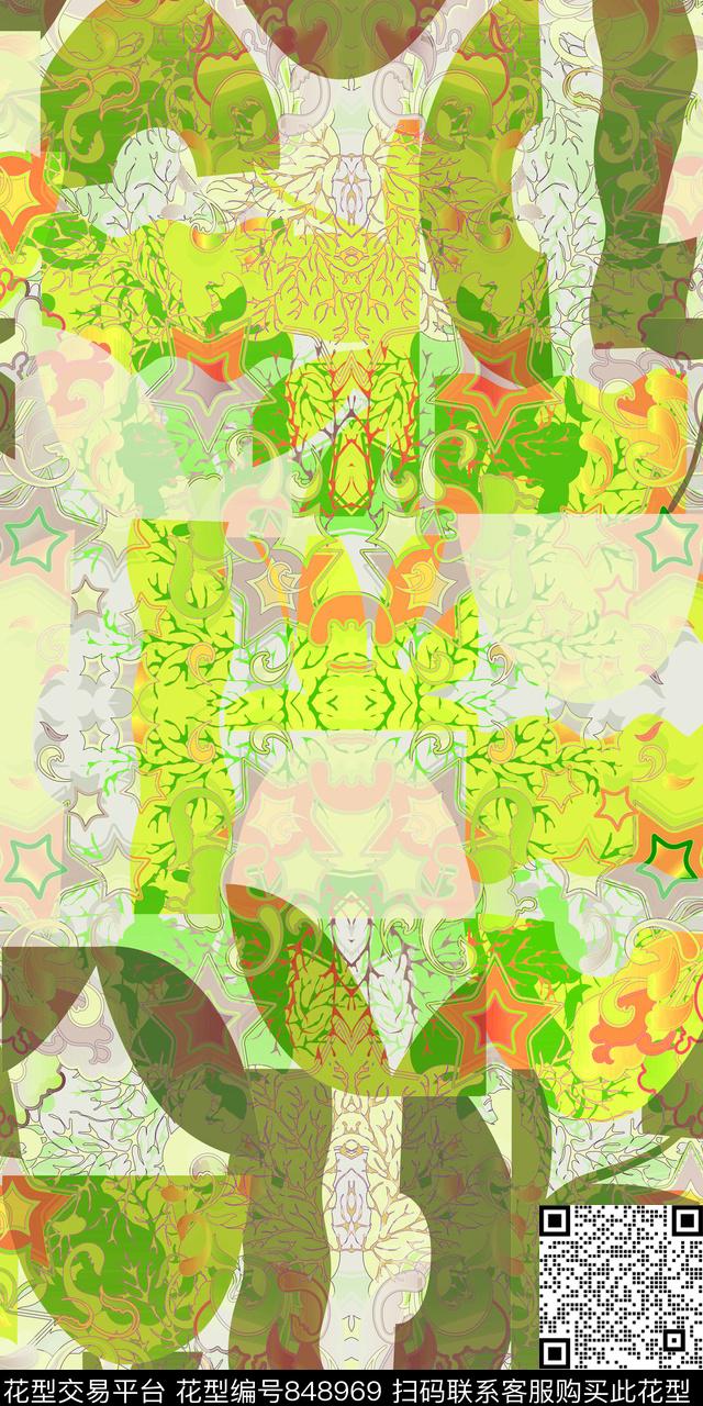 DG64-1468_P3.jpg - 848969 - 趣味 幾何 花葉 - 数码印花花型 － 泳装花型设计 － 瓦栏