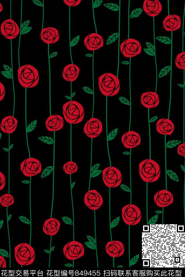 20170511005.jpg - 849455 - 玫瑰 花朵 花瓣 - 传统印花花型 － 女装花型设计 － 瓦栏