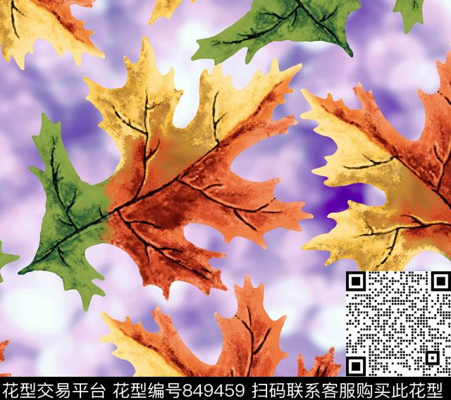 00000015.tif - 849459 - 色快 枫叶 云纹 - 传统印花花型 － 女装花型设计 － 瓦栏