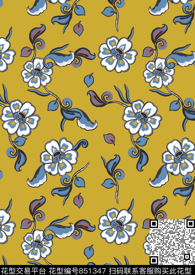 2018春夏b.jpg - 851347 - 乱花 花朵 花卉 - 数码印花花型 － 女装花型设计 － 瓦栏