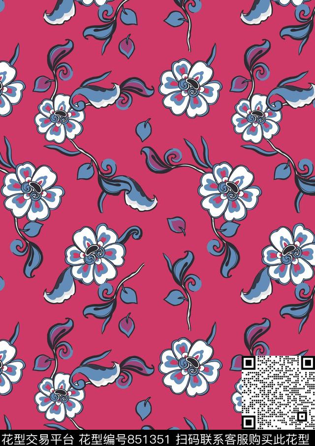 2018春夏c.jpg - 851351 - 乱花 花朵 花卉 - 数码印花花型 － 女装花型设计 － 瓦栏