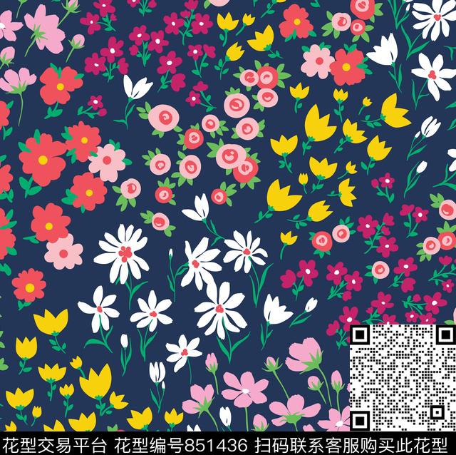 0315Y.jpg - 851436 - 小碎花 花朵 花卉 - 传统印花花型 － 女装花型设计 － 瓦栏