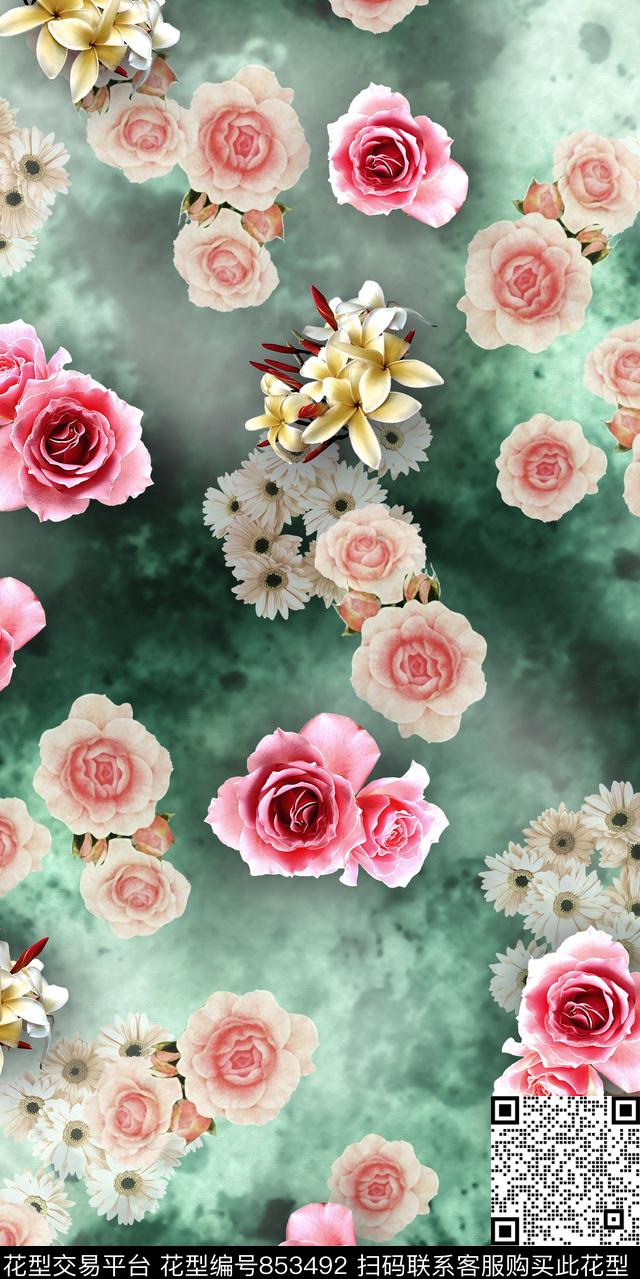 w1705007.jpg - 853492 - 玫瑰 意大利 欧美 - 数码印花花型 － 女装花型设计 － 瓦栏