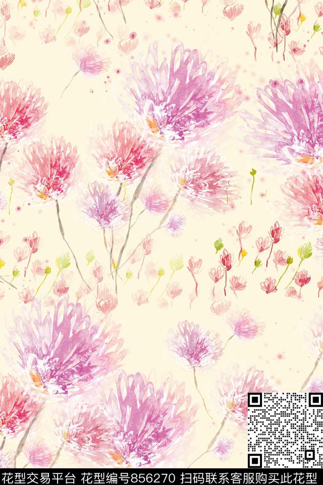 20170522001.jpg - 856270 - 绣球花 玫瑰 雏菊 - 传统印花花型 － 女装花型设计 － 瓦栏