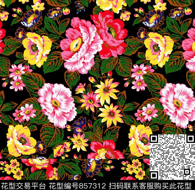 170406-2.jpg - 857312 - 牡丹 花朵 花卉 - 传统印花花型 － 女装花型设计 － 瓦栏