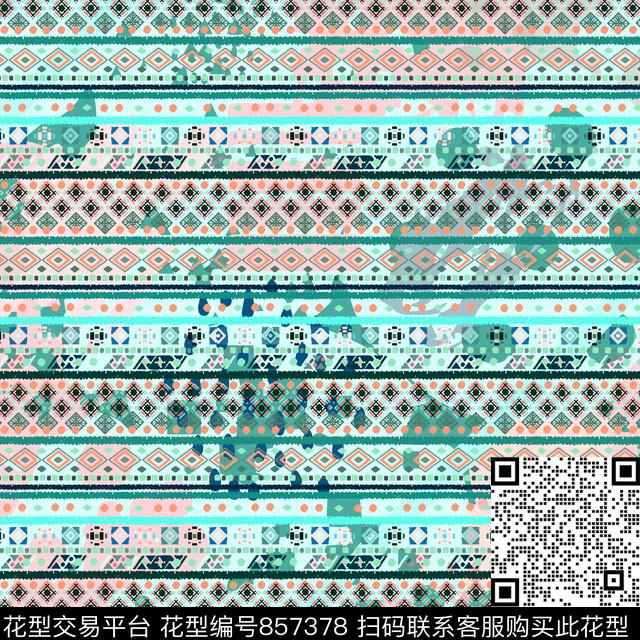 07482.tif - 857378 - 不规则几何 几何 少女衣裙系列 - 传统印花花型 － 泳装花型设计 － 瓦栏