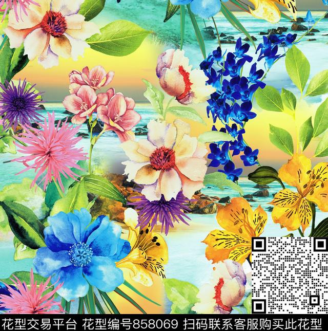 00000044.tif - 858069 - 大花 花卉 花朵 - 数码印花花型 － 女装花型设计 － 瓦栏