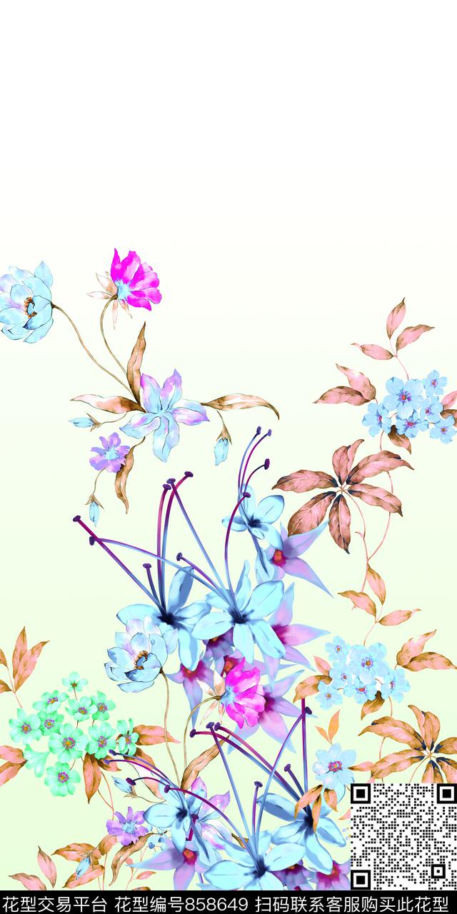 11-1.tif - 858649 - 花卉 手绘 流行时尚 - 数码印花花型 － 女装花型设计 － 瓦栏
