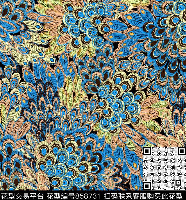 07494.tif - 858731 - 抽象 少女衣裙系列 民族风 - 传统印花花型 － 泳装花型设计 － 瓦栏