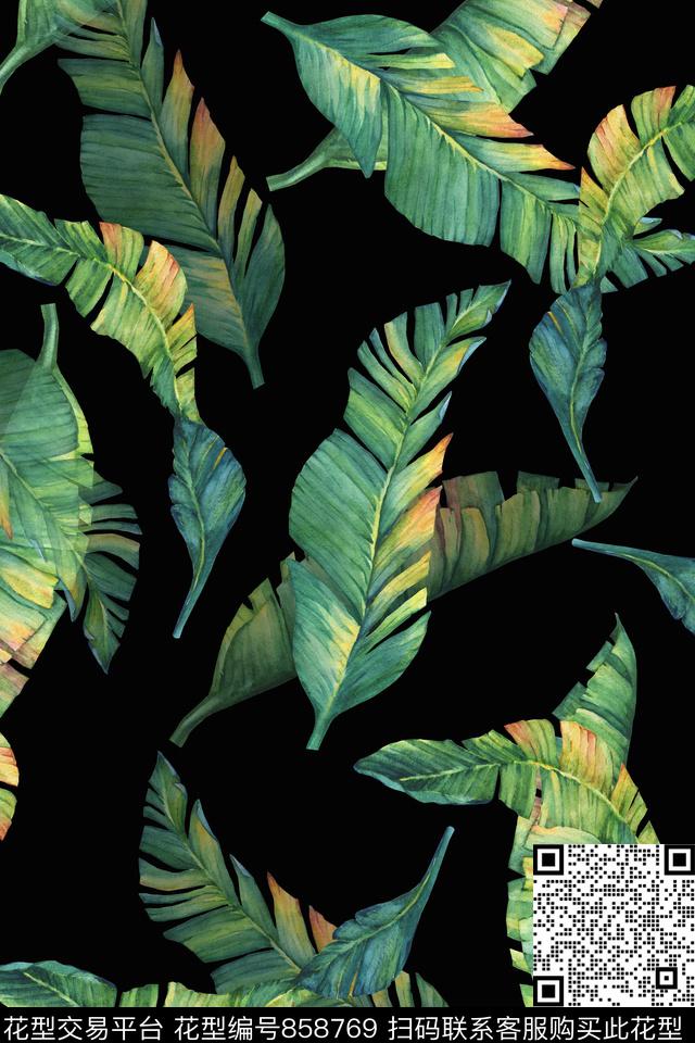 2017052502.jpg - 858769 - 大花 手绘花卉 棕榈树 - 数码印花花型 － 女装花型设计 － 瓦栏