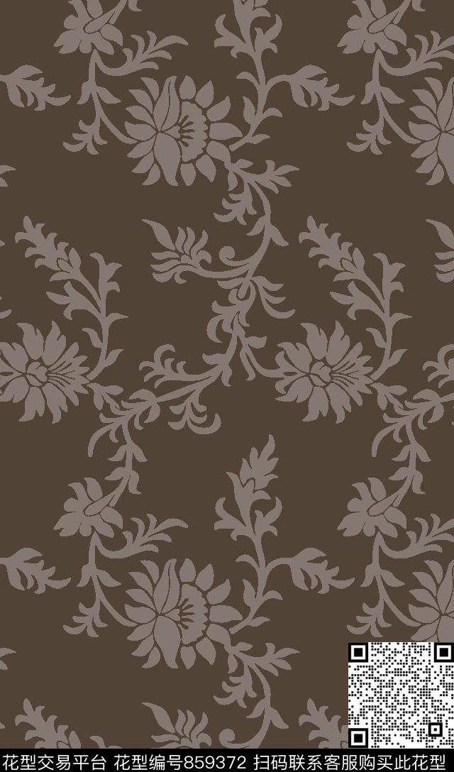 11568_fpricevinefloral.tif - 859372 - 纹理 小方块 黑白灰 - 数码印花花型 － 女装花型设计 － 瓦栏