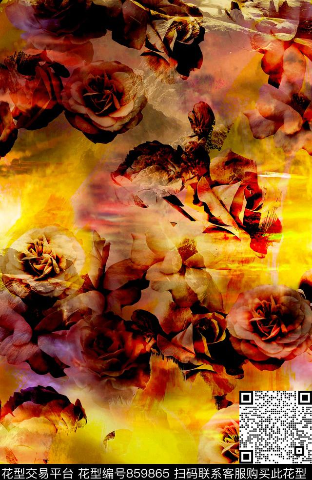 170407-1.jpg - 859865 - 纹理 牡丹 玫瑰 - 数码印花花型 － 女装花型设计 － 瓦栏
