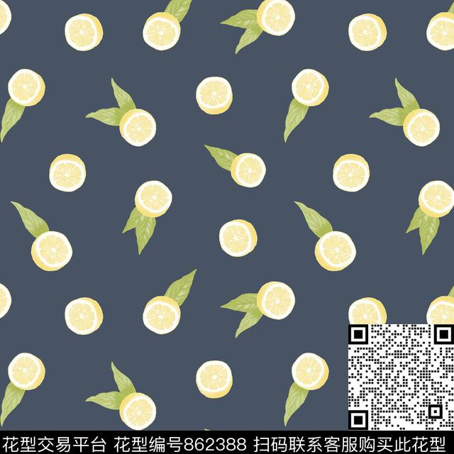 LEMON RHYTHM.jpg - 862388 - 波点 趣味 柠檬 - 数码印花花型 － 女装花型设计 － 瓦栏